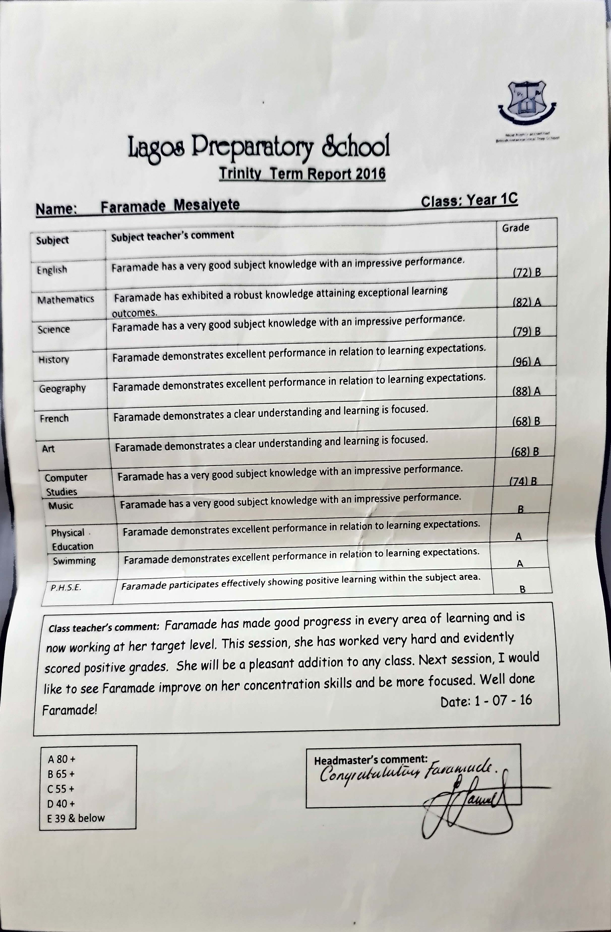 Lagos Preparatory School certificates 3